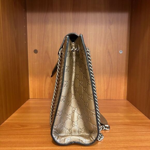 Gucci Metallic Gold Guccissima Leather Large Emily Chain Shoulder Bag - Picture 15 of 16